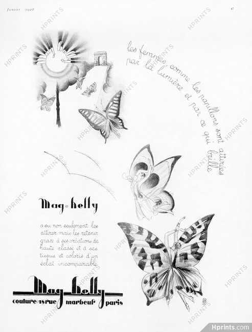 Mag Helly (Couture) 1928 woman butterfly