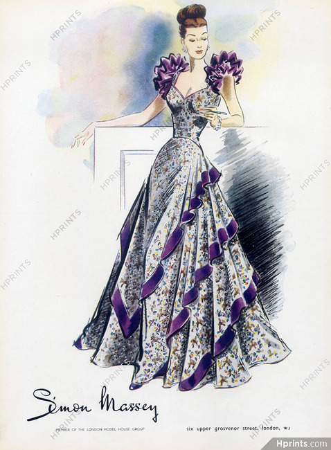 Simon Massey 1945 evening gown