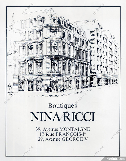 Nina Ricci 1979 Building, shop window, 39 Avenue Montaigne, Paris