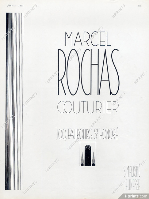 Marcel Rochas 1928 100 Faubourg Saint Honoré, place Beauvau, Paris