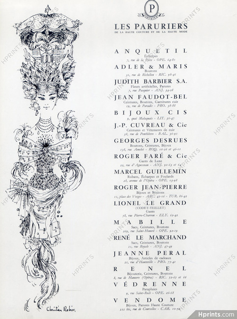 Christian Robier 1962 "Les Paruriers de la Haute Couture" Roger Faré, Marcel Guillemin, Anquetil, Jeanne Peral, Védrenne