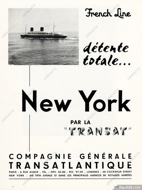 Compagnie Générale Transatlantique 1959 French Line, New York