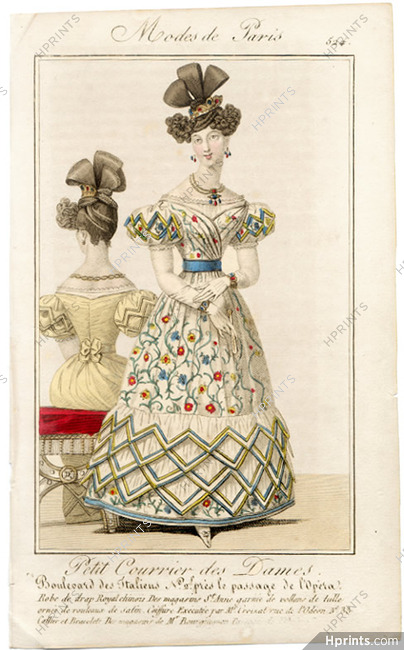 Petit Courrier des Dames 1827 N°524 Mode de Paris Julie Ribault