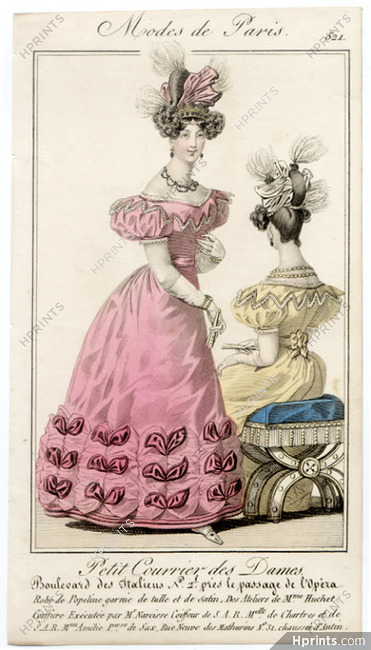 Petit Courrier des Dames 1827 N°521 Mode de Paris Julie Ribault