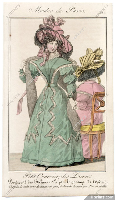 Petit Courrier des Dames 1827 N°520 Mode de Paris Julie Ribault