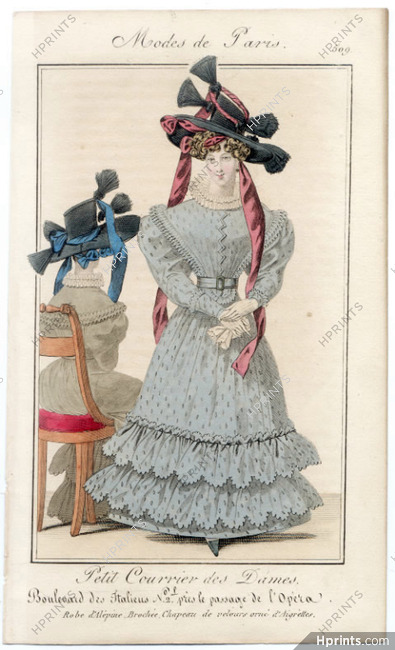 Petit Courrier des Dames 1827 N°509 Modes de Paris Julie Ribault
