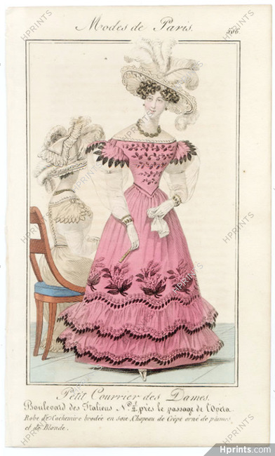 Petit Courrier des Dames 1827 N°506 Modes de Paris Julie Ribault