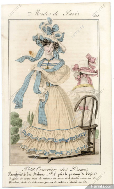 Petit Courrier des Dames 1827 N°505 Modes de Paris Julie Ribault