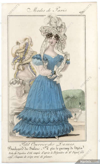 Petit Courrier des Dames 1827 N°497 Modes de Paris Julie