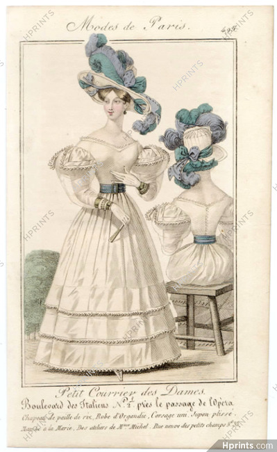 Petit Courrier des Dames 1827 N°495 Modes de Paris Julie Ribault