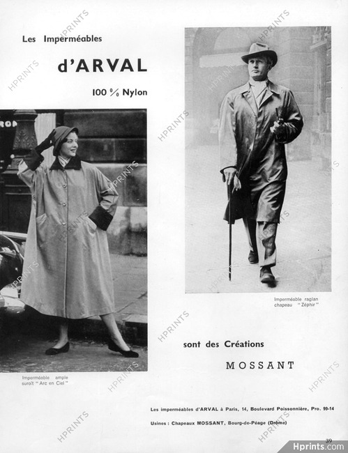 Mossant (Men's Hats) 1955 Arval Raincoat