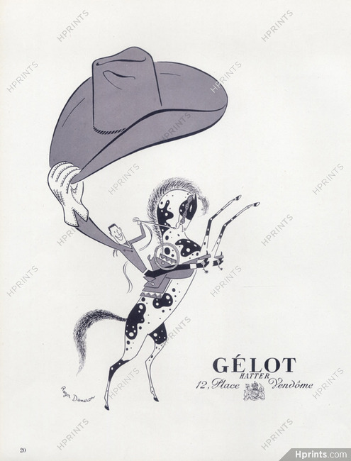 Gélot (Men's Hats) 1952 Roger Daméron, cowboy