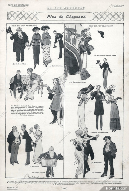 Pierre Brissaud 1912 "Plus de Chapeaux", comic strip