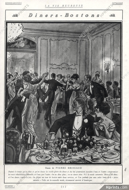 Pierre Brissaud 1912 Diners-Bostons, dancer, Restaurant