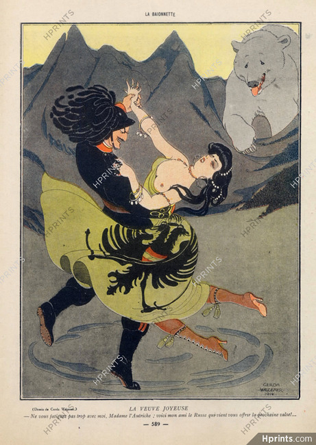 Gerda Wegener 1916 "La Veuve Joyeuse" Austrian & Russian Dancers, Viennese waltz
