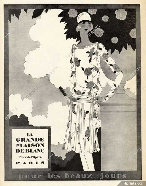 La Grande Maison de Blanc 1927 Summer Dress, Flowers, Reynaldo Luza