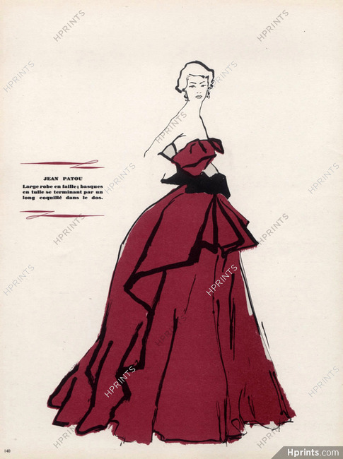 Jean Patou 1949 Durani, Red Evening Gown