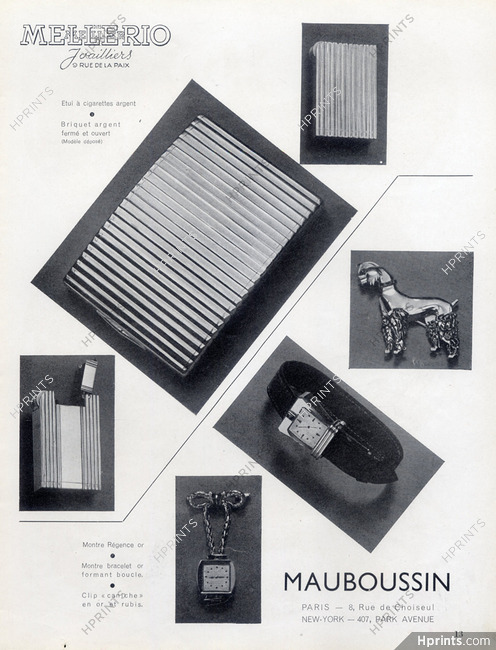 Mellerio & Mauboussin 1941 Cigarette Case, Lighter, Watch, Poodle Clip