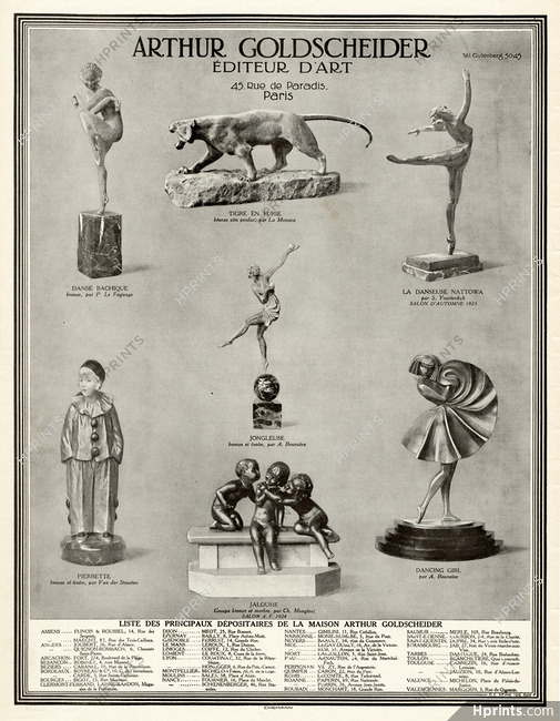 Arthur Goldscheider 1924 Editeur d'Art, Dancers, Nattowa by Yourievitch, Bouraine sculptures...