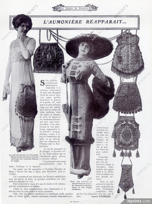 Gaby Boissy 1910 Handbag, Aumonières, Cloth bag, Purse, Photo Félix