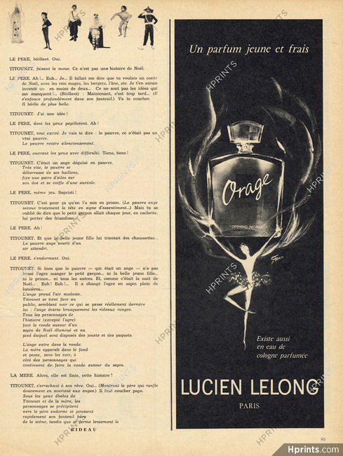 Lucien Lelong (Perfumes) 1957 Orage, Eliza Fenn