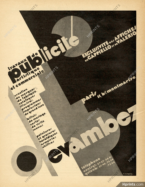Devambez 1927 Exclusivité des Affiches de Cappiello et De Valerio