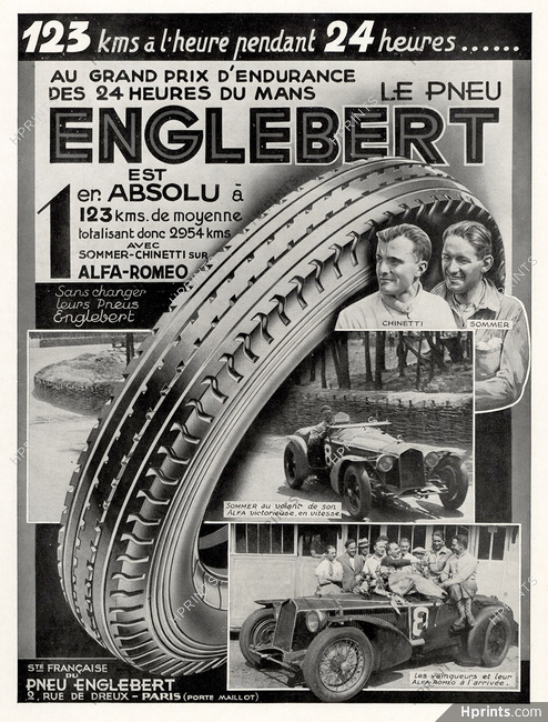 Englebert 1932 Chinetti, Sommer, Alfa-romeo