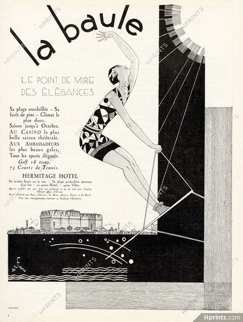 La Baule 1929 Hermitage Hotel, Paul Dufau, water ski