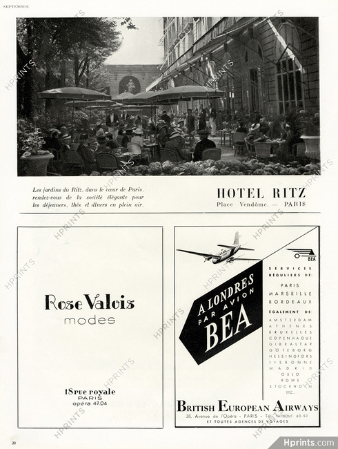 Hotel Ritz Paris (restaurant) 1947 Les Jardins