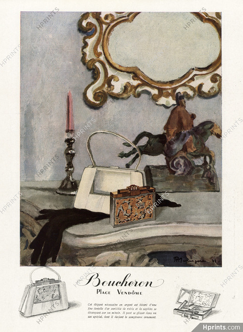 Boucheron 1942 Pierre Mourgue, Powder Compact, Handbag