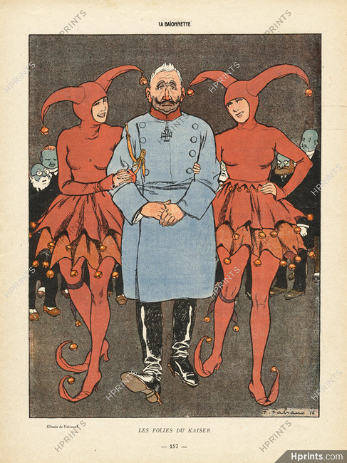 Fabiano 1916 Mad Kaiser With Female Jokers Pulcinella