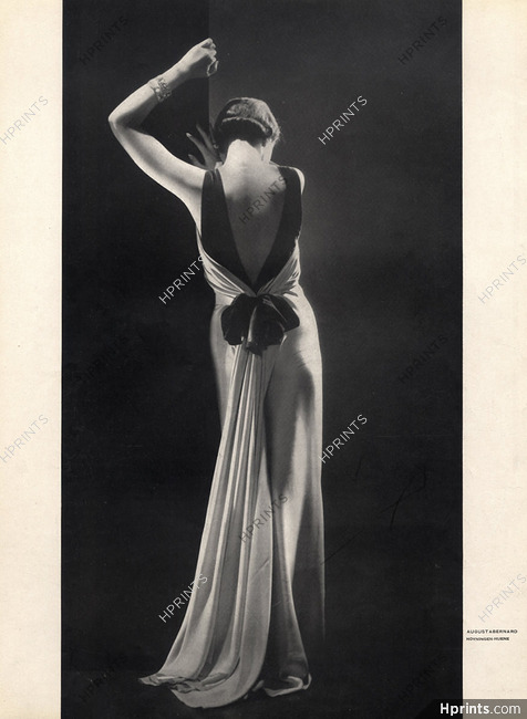 Augustabernard 1933 backless evening gown, Photo George Hoyningen-Huene