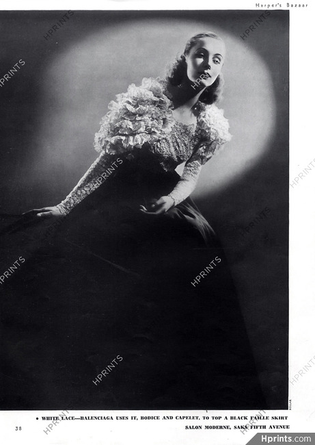 Balenciaga (Couture) 1940 Photo Kollar, white lace
