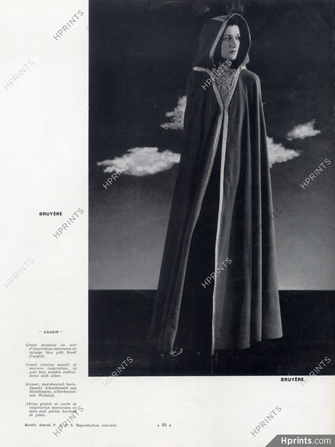 Bruyère (Couture) 1939 Evening Mantle "Morocco inspiration"