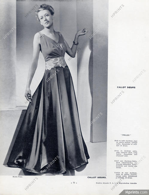 Callot Soeurs (Couture) 1938 Photo Studio Franz
