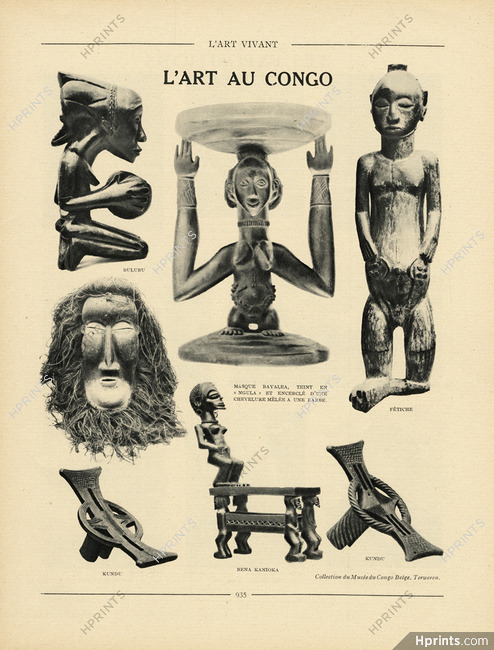 L'Art au Congo, 1928 - African Art, Sculpture, Texte par Gaston-Denys Perier, 2 pages