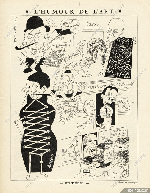 Louis Touchagues 1925 L'Humour de l'Art, Picasso, Vlaminck, Bonnard, Matisse caricatures