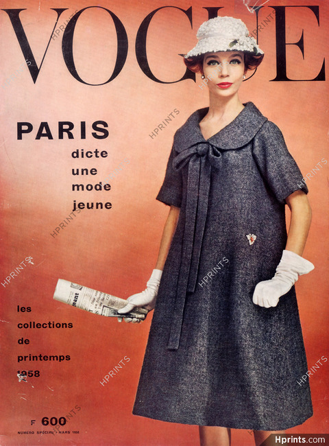 Christian Dior - Yves Saint Laurent (première collection) été 1958, "robe-blouse", photo William Klein