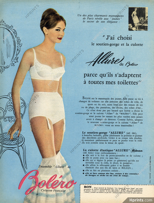 Boléro (Lingerie) 1962 bra, girdle — Advertisement