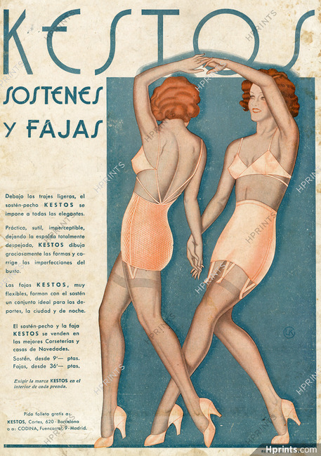 Kestos 1936 Sostenes y Fajas, rare spanish ad