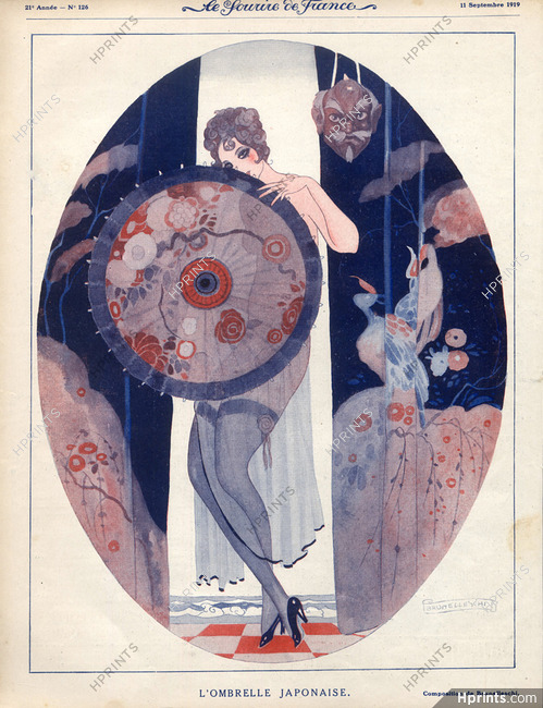 Umberto Brunelleschi 1919 "L'ombrelle Japonaise" Japanese umbrella