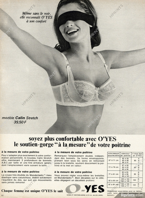 O-Yes - Ets Alto (Lingerie) 1966 Brassiere — Advertisement