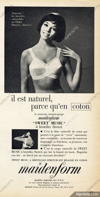 Vintage Maidenform Bra 1961 magazine ad. K1