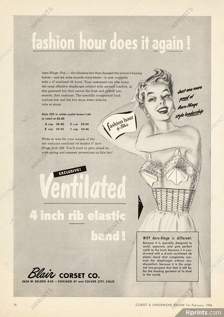 Blair Corset 1954 Aero-Hinge — Advertisement