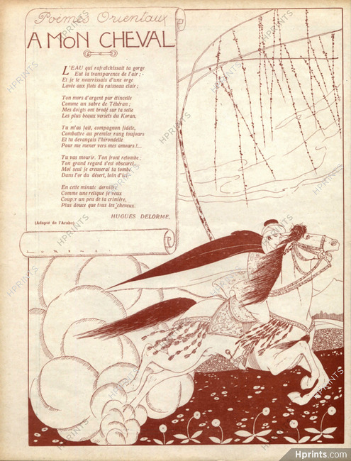Lorenzi 1919 "A Mon Cheval" Poèmes Orientaux, Hugues Delorme