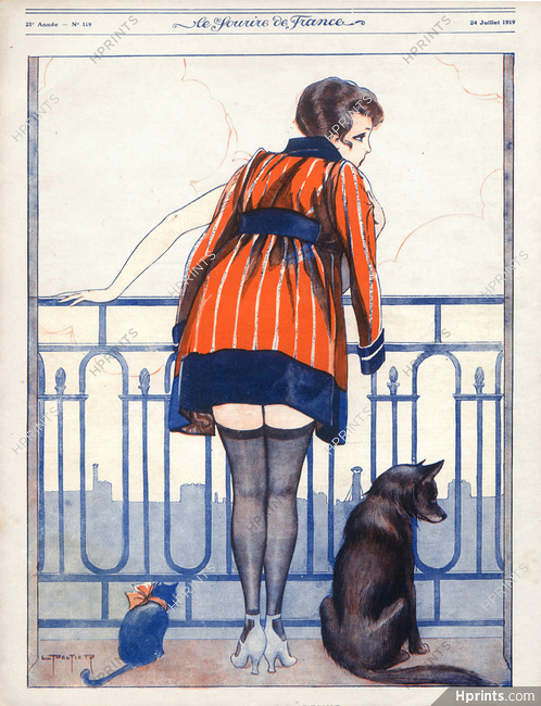Louis Peltier 1919 "Pour la vue", Dog, Cat