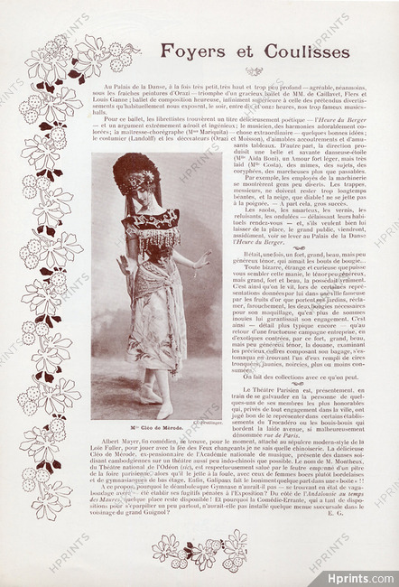 Foyers et Coulisses, 1900 - Cléo de Mérode Photo Reutlinger, traditional costumes and dances of Cambodia, Texte par E. G.