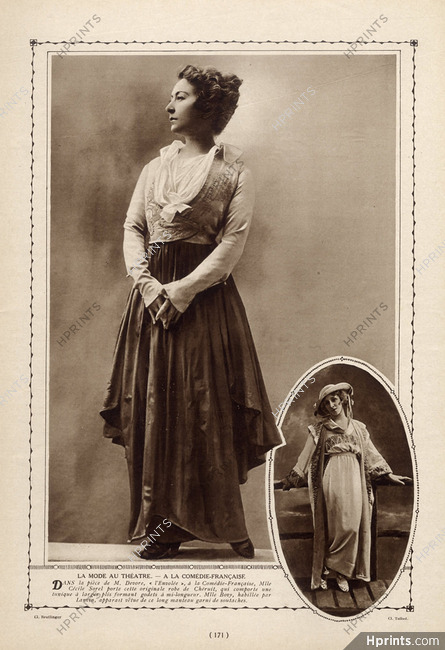 Cécile Sorel 1913 "l'Envolée", Photo Reutlinger, Chéruit (Dress)