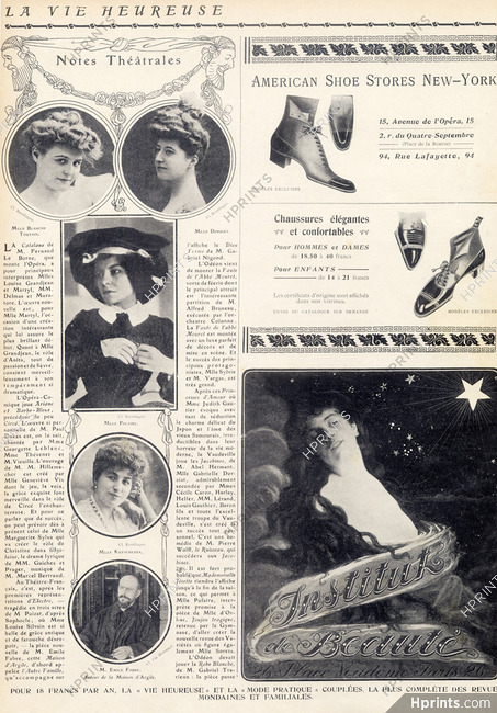 Blanche Toutain, Polaire, Gabrielle Dorziat, Mlle Kutscherra 1907 Portraits, Photo Reutlinger (Studio)