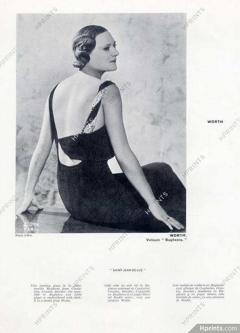 Worth 1932 backless black Evening Gown, Photo Madame D'Ora